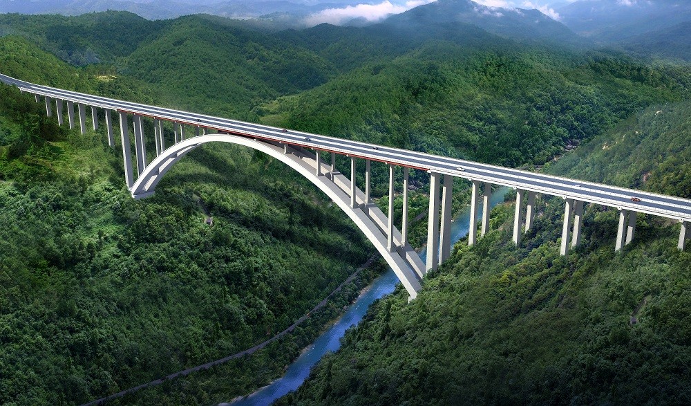 5米上承式钢筋混凝土劲性骨架拱桥,跨径在同类型公路桥梁中位列全国第